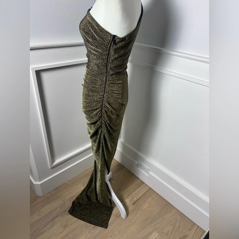 Elegant One-Shoulder  Lulus gold/ black Dress size S - Picture 5 of 10